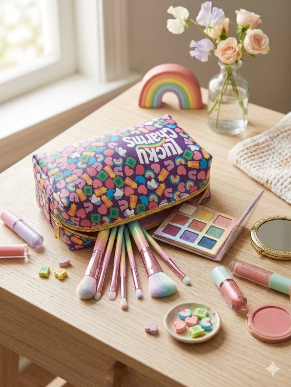 Lucky Charms Marshmallow Print Cosmetic Makeup Bag